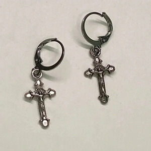 3 for $25/ Gunmetal Gray Cross Earrings NEW
